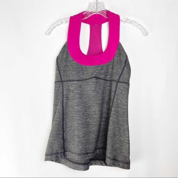 lululemon athletica Tops - Lululemon Scoop Neck Pink and Grey Tank 6